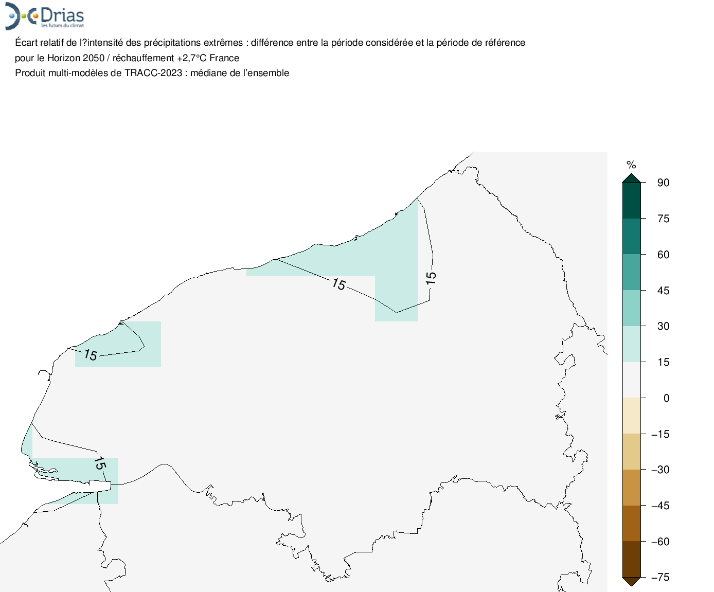 Augmentation de 8% des précipitations extrêmes en 2050 - TRACC 2023 : +2.7°C